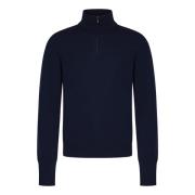 Blauwe Cashmere Trui met Rits Drumohr , Blue , Heren