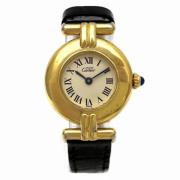 Pre-owned Leather watches Cartier Vintage , White , Dames