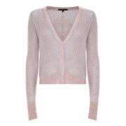 Gelaagde opengebreide cardigan met glanzende details Kocca , Pink , Da...