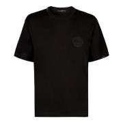 Katoenen T-shirt met Ribboord Dolce & Gabbana , Black , Heren