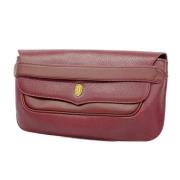 Pre-owned Leather clutches Cartier Vintage , Red , Dames