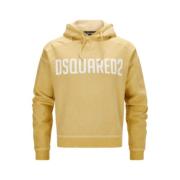 Grijze hoodie met wolkprint Dsquared2 , Yellow , Heren