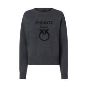 Burgos Wollen Trui met Logo Pinko , Gray , Dames