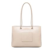 Trekkoord emmer tas in beige eco-leer V73 , Beige , Dames