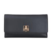 Zwarte Minimalistische Pochette met Gouden Logo Elisabetta Franchi , B...