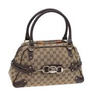 Pre-owned Canvas travel-bags Gucci Vintage , Beige , Dames