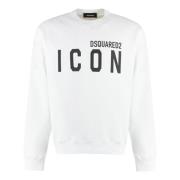 Katoenen sweatshirt met geribbelde randen Dsquared2 , White , Heren