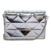 Pre-owned Leather clutches Prada Vintage , Gray , Dames