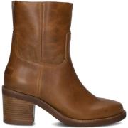 Cognac Leren Enkellaarzen Shabbies , Brown , Dames