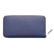 Pre-owned Leather wallets Hermès Vintage , Blue , Dames