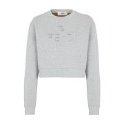 Geborduurde Crewneck Sweatshirt Grijs Katoen Fendi , Gray , Dames