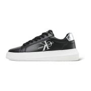 Zwart-Zilver Leren Sneakers Calvin Klein Jeans , Black , Dames