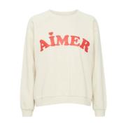 Geborstelde Sweater in Amandelmelk Ichi , Beige , Dames