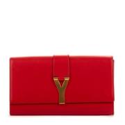 Pre-owned Leather clutches Yves Saint Laurent Vintage , Red , Dames