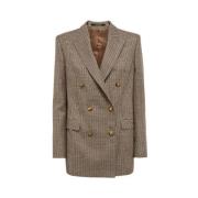 Italiaanse Dubbelrij Blazer van Wol Tagliatore , Brown , Dames