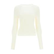 Witte Gebreide Top LOW Classic , White , Dames