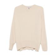 Crème Gebreide Crew Neck Trui Semicouture , Beige , Dames