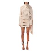 Beige Gedrapeerd Zijden Mini Jurk Magda Butrym , Beige , Dames