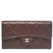 Pre-owned Leather wallets Chanel Vintage , Purple , Dames