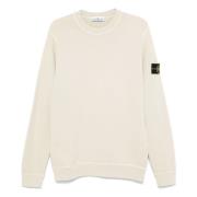 Beige Crewneck Sweatshirt met Badge Stone Island , Beige , Heren