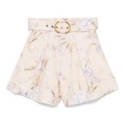 Witte Linnen Shorts met Hoge Taille Zimmermann , Multicolor , Dames