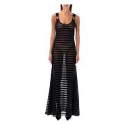 Gestreepte Mouwloze Maxi Jurk Zwart Jean Paul Gaultier , Black , Dames