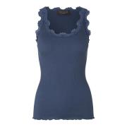 Denim Blauwe Zijden Top Rosemunde , Blue , Dames