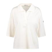 Logo-patch Katoenen Poloshirt Moncler , White , Dames