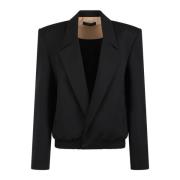 Klassieke Blazer met Diepe Halslijn Ssheena , Black , Dames