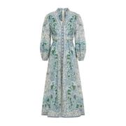 Multicolor Paisley Linnen Jurk Zimmermann , Green , Dames