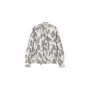 Jacquard Jaguar Print Shirt Twinset , White , Dames