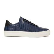 Marineblauwe leren sneakers met reliëfpatroon Kazar Studio , Blue , He...