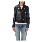 Zwarte Klassieke Motor Biker Jas Saint Laurent , Black , Dames