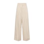 Beige Katoen-Zijde Broek Bottega Veneta , Beige , Dames