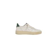 Witte leren sneakers groene hiel 4B12 , White , Heren