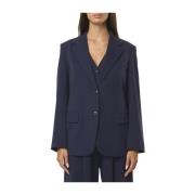 Blauwe Katoenen Jersey Blazer Max Mara Weekend , Blue , Dames