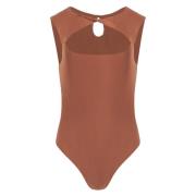 Chocoladebruine Geknoopte Mouwloze Bodysuit Jaaf , Brown , Dames