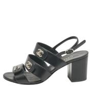 Pre-owned Leather sandals Chanel Vintage , Black , Dames