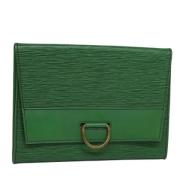 Pre-owned Leather clutches Louis Vuitton Vintage , Green , Dames