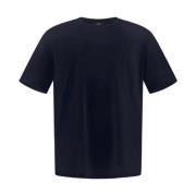 Katoenen Ronde hals T-shirt met Geborduurd Logo Herno , Blue , Heren