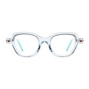 Blauwe Cat-Eye Bril - Helder Lens Kuboraum , Blue , Dames