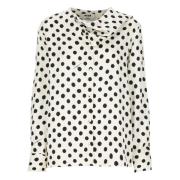 Contrasterend Patroon Viscose Shirt met Kraag Msgm , Beige , Dames