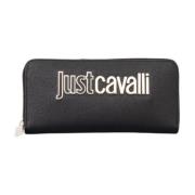 Damesportemonnee met metalen letters Just Cavalli , Black , Dames