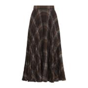 Bruine Wollen Blend Elegante Rok Balenciaga , Brown , Dames