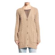 Hazelnootbruin Kabelgebreide Vest Max Mara , Beige , Dames