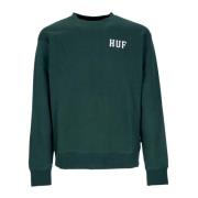 Bosgroene Sweatshirt met Crewneck en Logo HUF , Green , Heren