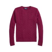 Bordeaux Wol Kasjmier Crewneck Sweater Ralph Lauren , Red , Dames