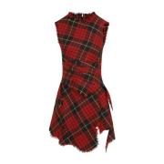 Rode Wollen Jurk Elegante Stijl Alexander McQueen , Red , Dames