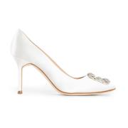 Kristallen Gesp Stiletto Hak Witte Pumps Manolo Blahnik , White , Dame...