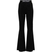 Zwarte Gebreide Flared Broek met Lurex Palm Angels , Black , Dames